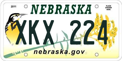 NE license plate XKX224