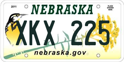 NE license plate XKX225