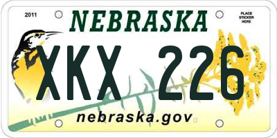 NE license plate XKX226