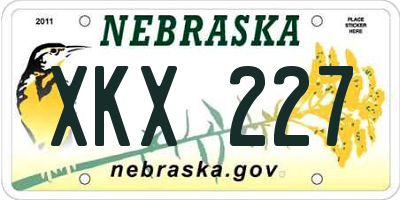 NE license plate XKX227