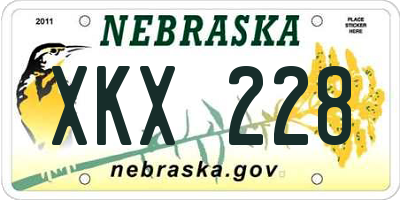 NE license plate XKX228