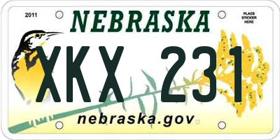 NE license plate XKX231