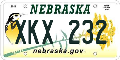 NE license plate XKX232