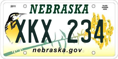 NE license plate XKX234