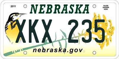 NE license plate XKX235