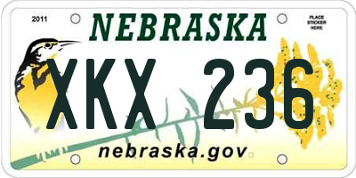 NE license plate XKX236