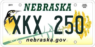 NE license plate XKX250