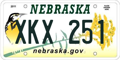 NE license plate XKX251