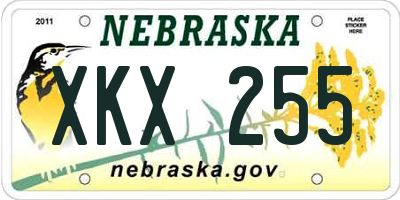 NE license plate XKX255