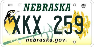 NE license plate XKX259