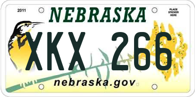 NE license plate XKX266
