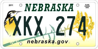 NE license plate XKX274