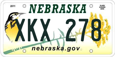 NE license plate XKX278