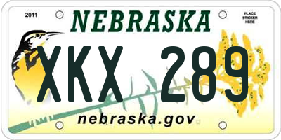 NE license plate XKX289
