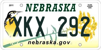 NE license plate XKX292