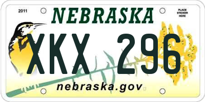 NE license plate XKX296