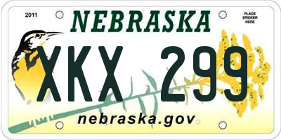 NE license plate XKX299