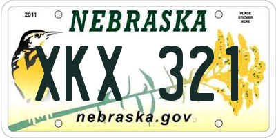 NE license plate XKX321