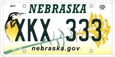 NE license plate XKX333