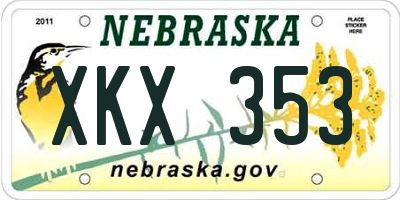 NE license plate XKX353
