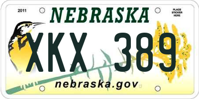 NE license plate XKX389
