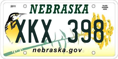 NE license plate XKX398