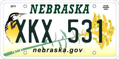 NE license plate XKX531