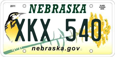 NE license plate XKX540