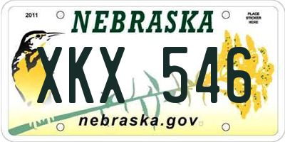 NE license plate XKX546