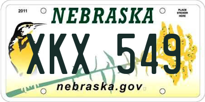 NE license plate XKX549