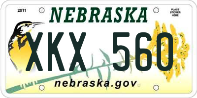 NE license plate XKX560