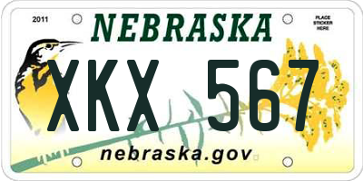 NE license plate XKX567