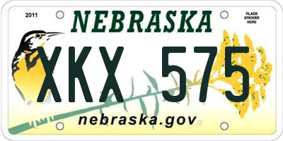 NE license plate XKX575