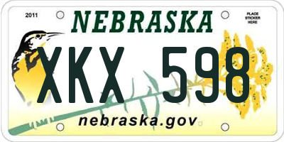 NE license plate XKX598