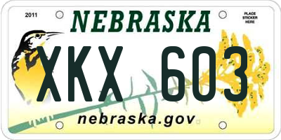 NE license plate XKX603