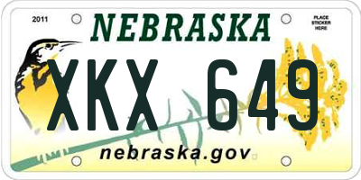 NE license plate XKX649
