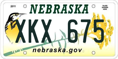 NE license plate XKX675
