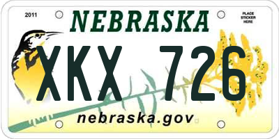 NE license plate XKX726