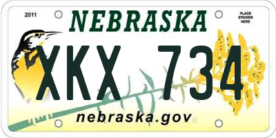NE license plate XKX734