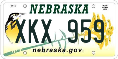 NE license plate XKX959