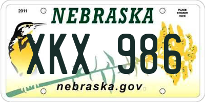 NE license plate XKX986