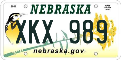 NE license plate XKX989