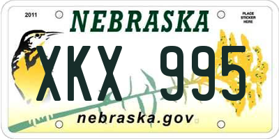 NE license plate XKX995