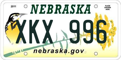 NE license plate XKX996