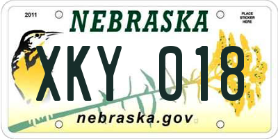 NE license plate XKY018