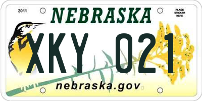 NE license plate XKY021
