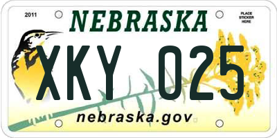 NE license plate XKY025