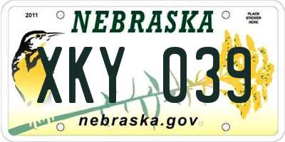 NE license plate XKY039