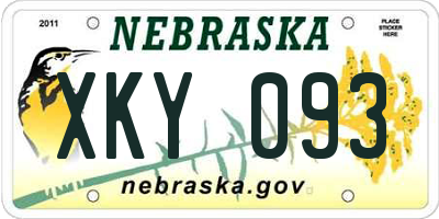 NE license plate XKY093