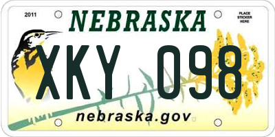 NE license plate XKY098